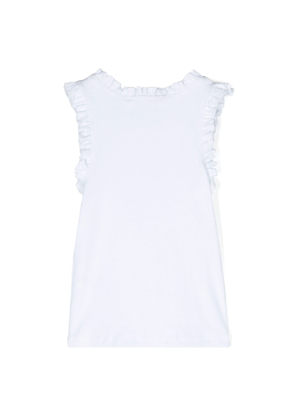 Msgm Kids Canotta a Costine Bianca con Ruches