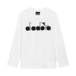 Diadora Kids T-Shirt: Maniche Lunghe Panna con Logo - Stile Sportivo per Bambini