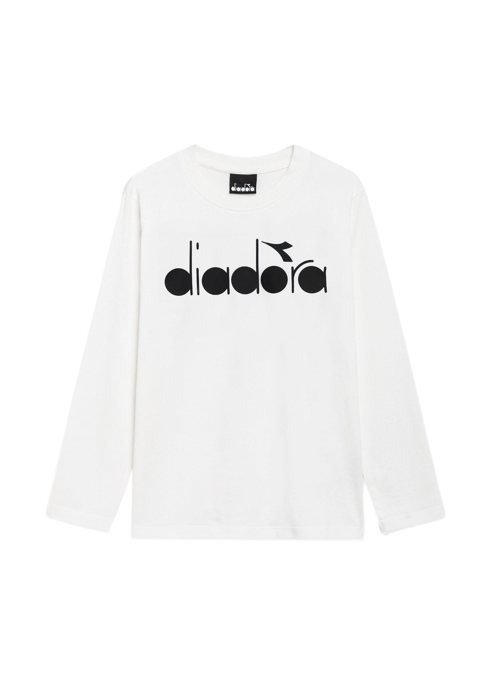 Diadora Kids T-Shirt: Maniche Lunghe Panna con Logo - Stile Sportivo per Bambini
