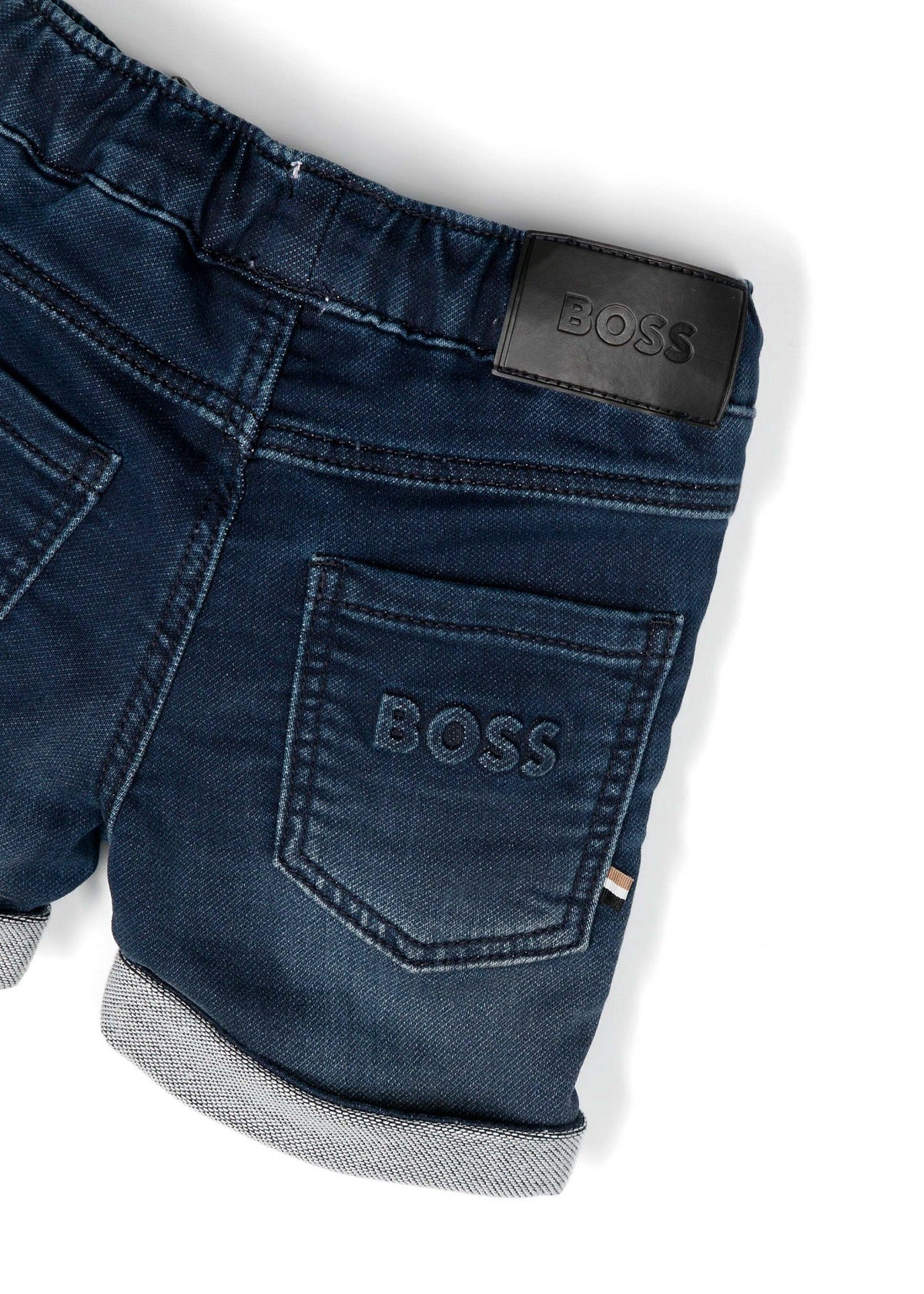 Boss Kids Short di Jeans con Risvolto per Neonati