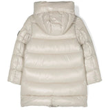 SAVE THE DUCK Giacca Lunga per Bambine: Eleganza Imbottita in Nylon Crema con Cappuccio