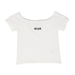 Msgm Kids Maglia Crop Bianca a Costine