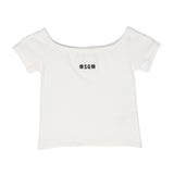 Msgm Kids Maglia Crop Bianca a Costine
