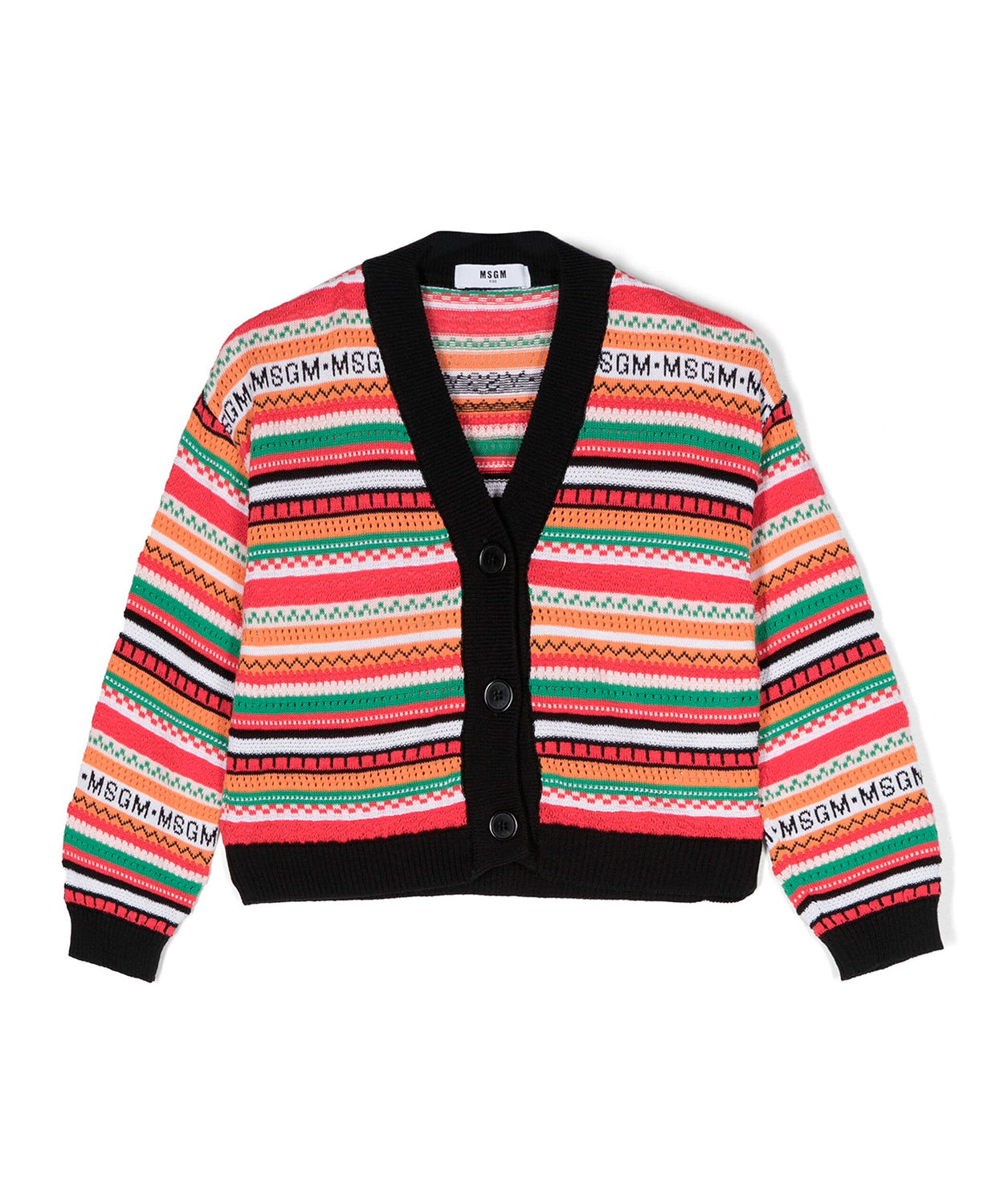 Msgm Kids Cardigan Crochet Multicolor per Bambine
