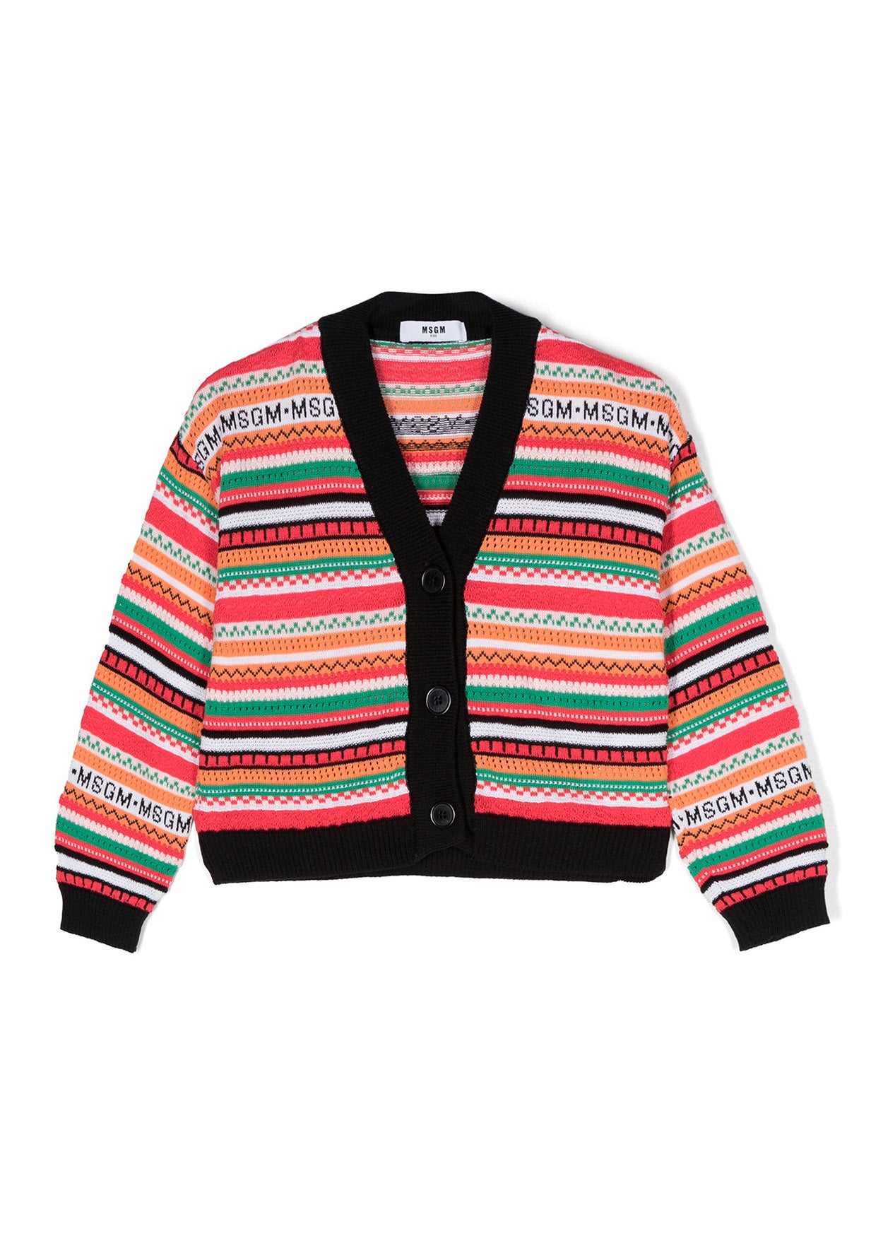 Msgm Kids Cardigan Crochet Multicolor per Bambine