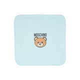 Moschino Kids Coperta Celeste con Logo Teddy Bear