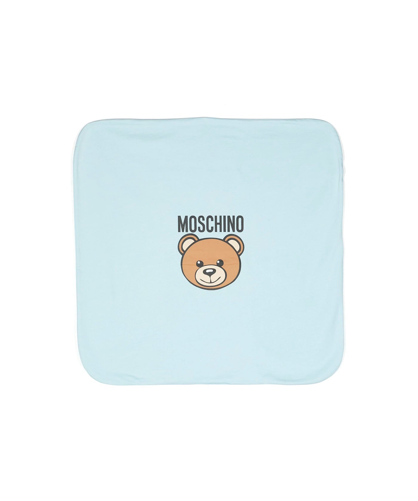 Moschino Kids Coperta Celeste con Logo Teddy Bear