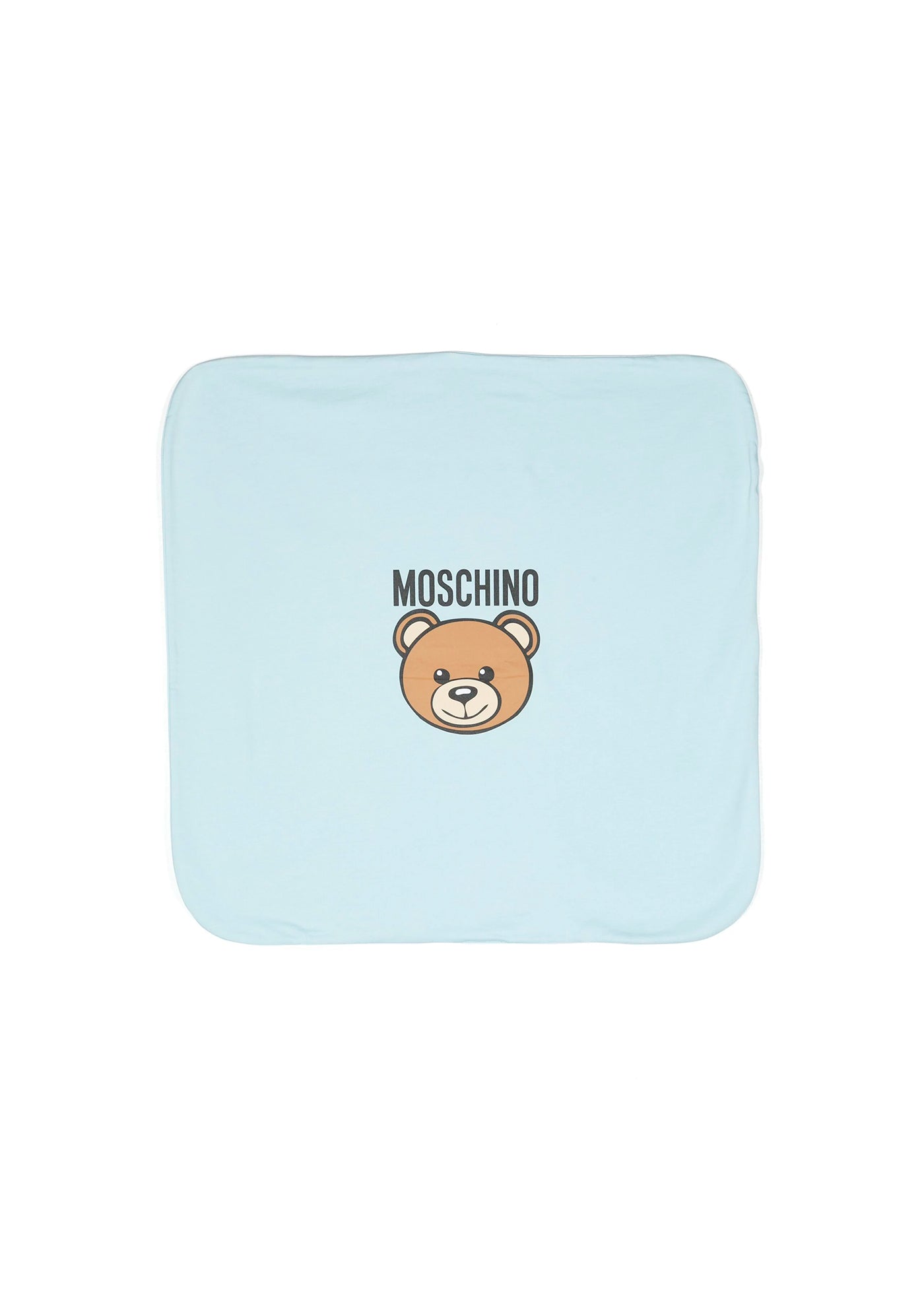 Moschino Kids Coperta Celeste con Logo Teddy Bear