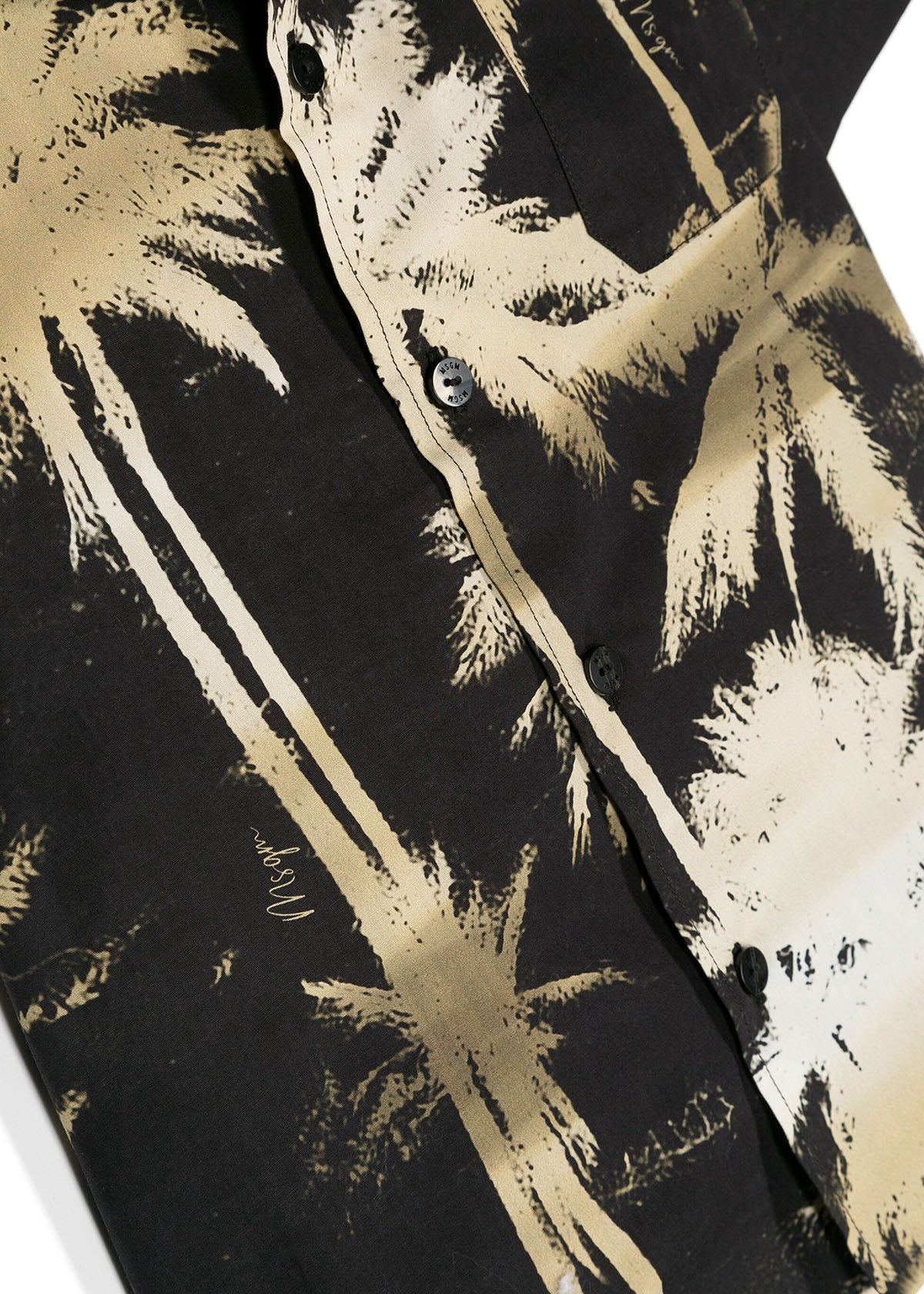 MSGM Kids Camicia Nera con Stampa Palme Oro per Bambini