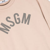 MSGM Kids Felpa Girocollo Beige a Maniche Corte