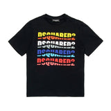 Dsquared2 Kids T-Shirt Nera con Logo Multicolor Wave per Bambini