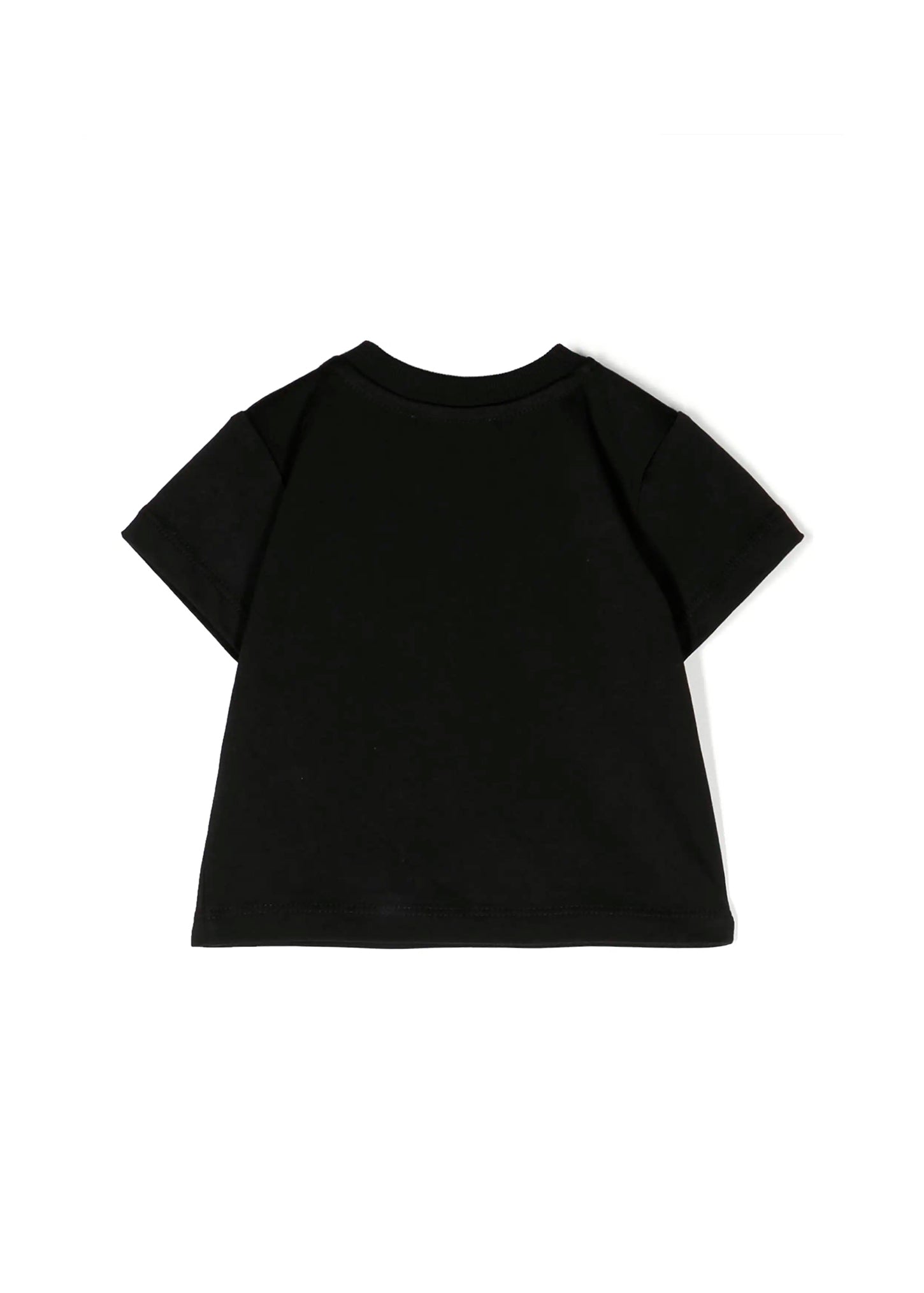 Moschino Kids T-shirt Nera con Stampa Vernice per Neonati