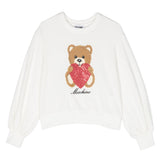 Felpa Moschino Kids Bianca con Teddy Bear e Paillettes: Magia e Stile per le Piccole Fashion Icon