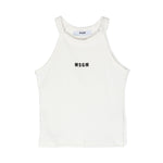 Msgm Kids Canotta Bianca a Costine con Logo