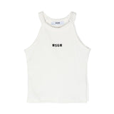Msgm Kids Canotta Bianca a Costine con Logo