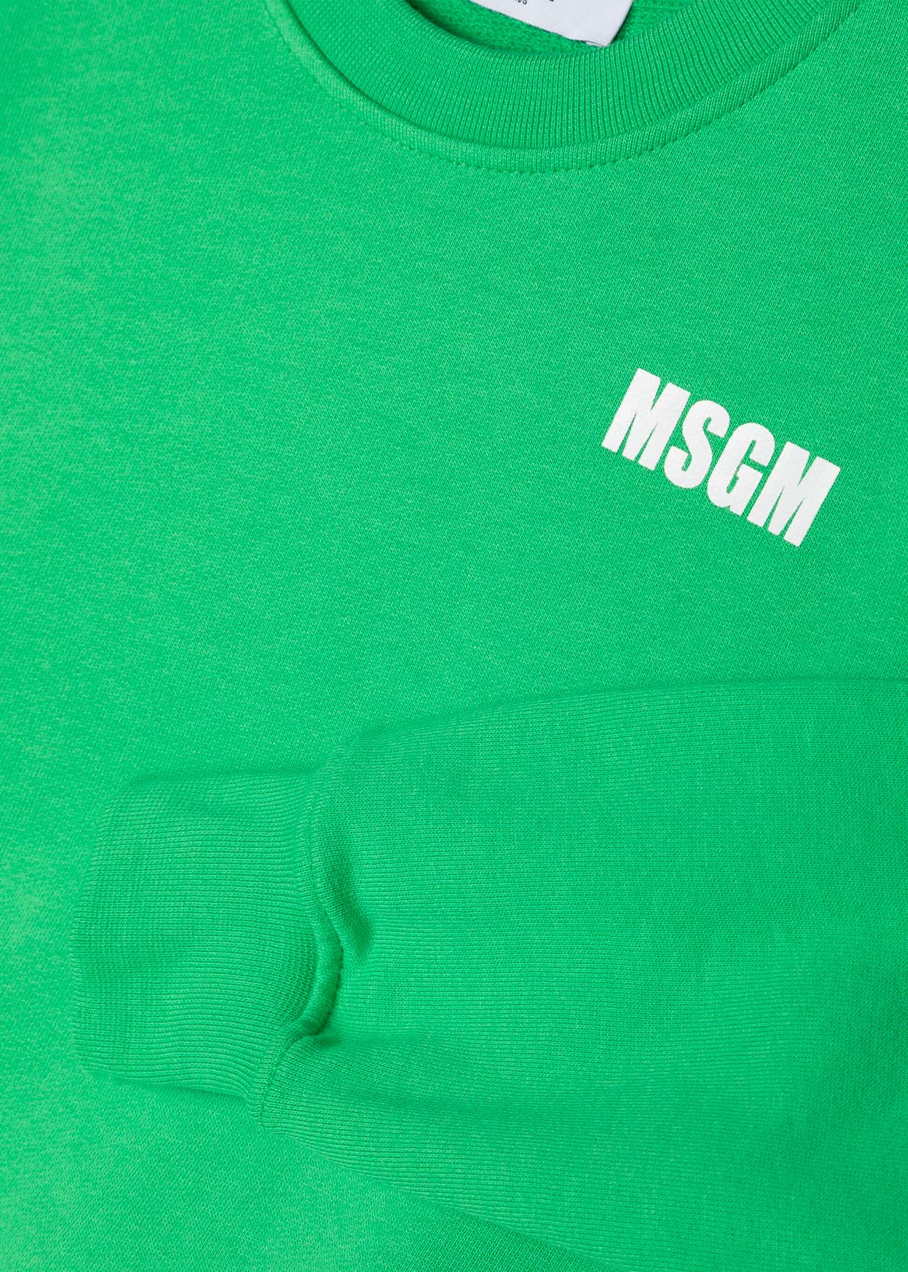 Msgm Kids Felpa Verde con Stampa Logo
