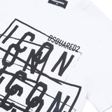 Dsquared2 Kids T-shirt Bianca con Stampa Icon effetto displaced per Bambini