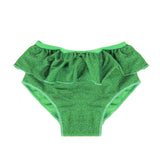 Costume Slip Neonata Verde Glitter Con Balze