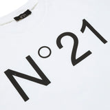 N°21 Kids White T-Shirt with Logo Print