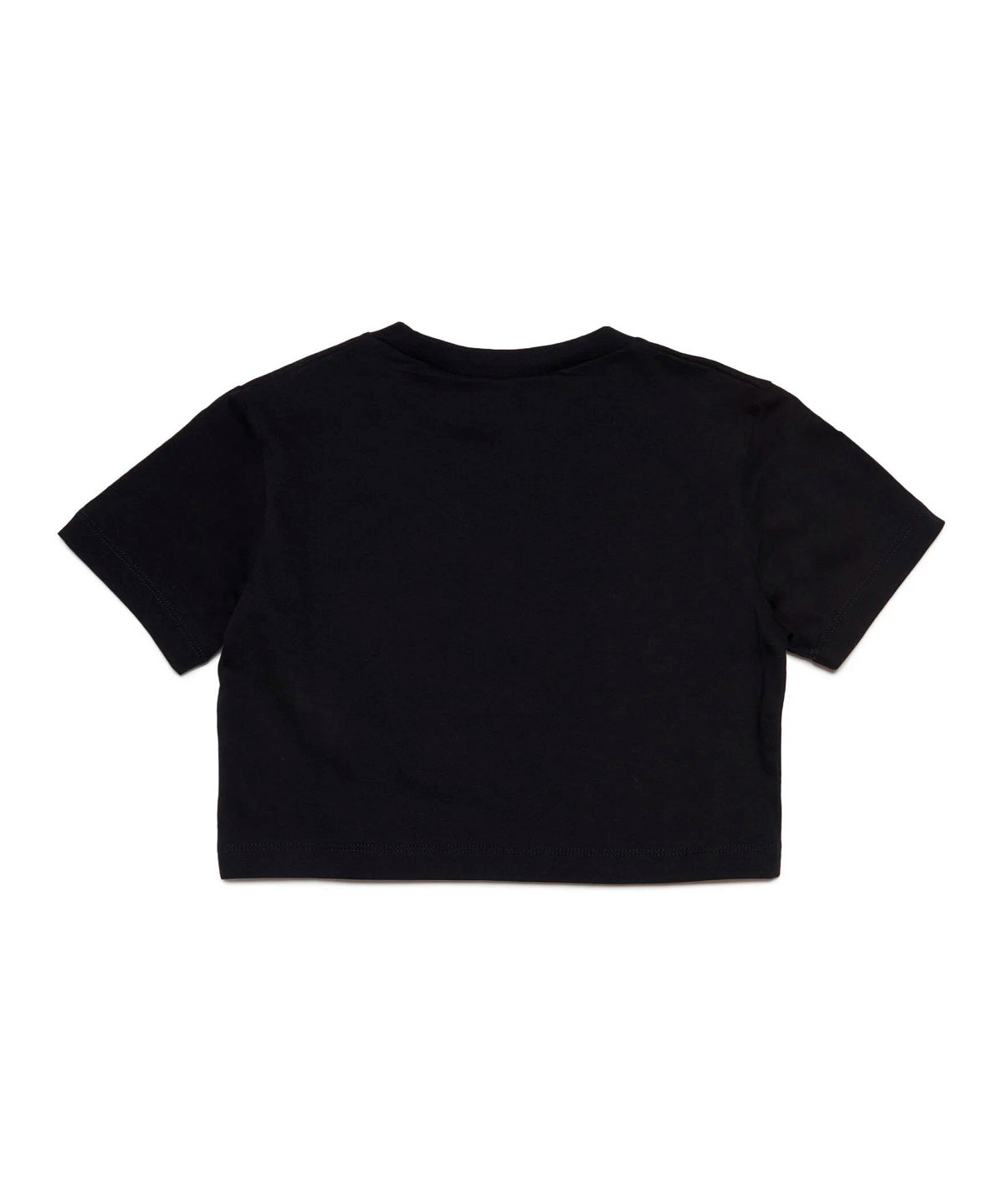 Dsquared2 Kids T-shirt Nera Cropped con Logo Grafica Leaf
