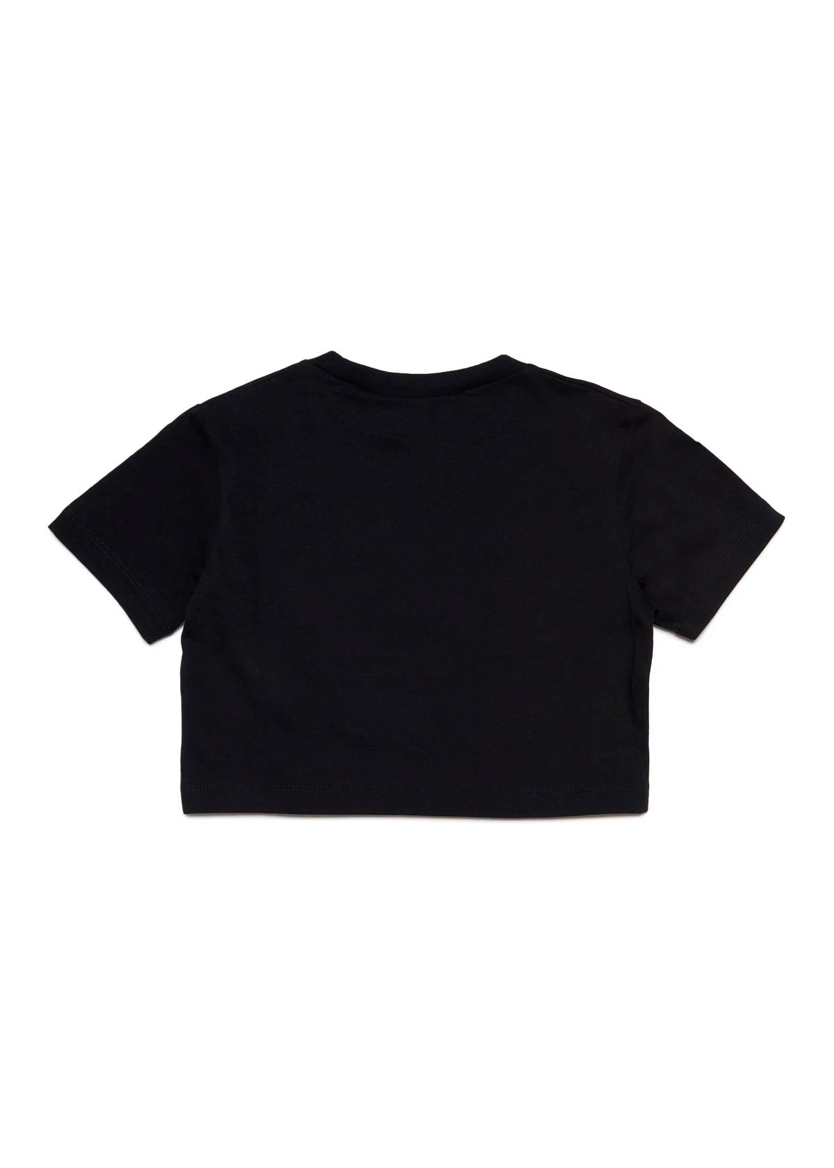 Dsquared2 Kids T-shirt Nera Cropped con Logo Grafica Leaf