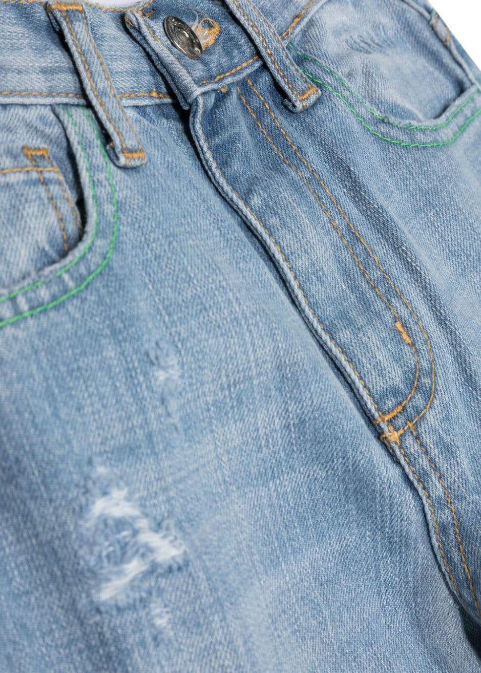 MSGM Kids Jeans a Sigaretta per Bambini | Effetto Consumato | Blu Chiaro