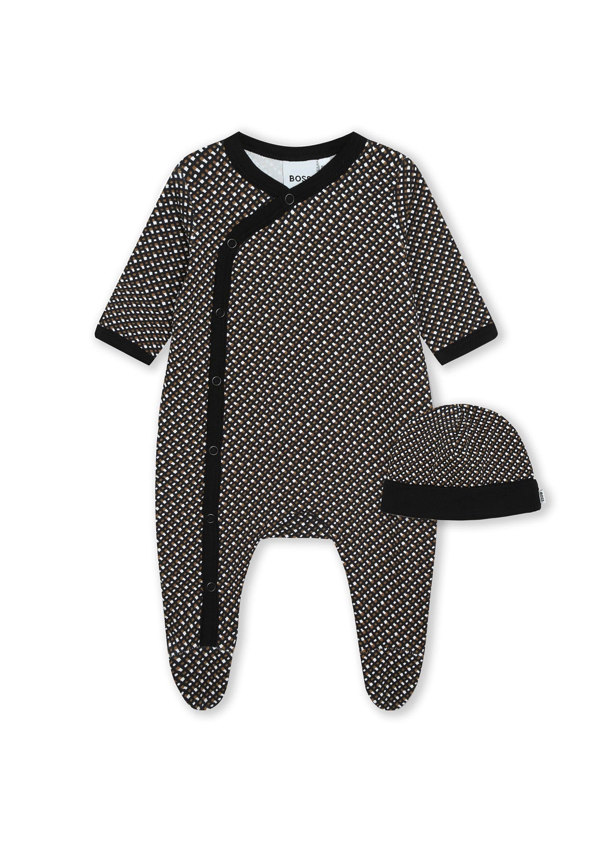 Tutina con Cappellino Monogram All Over BOSS Kids - Grafica Iconica in Nero e Bianco