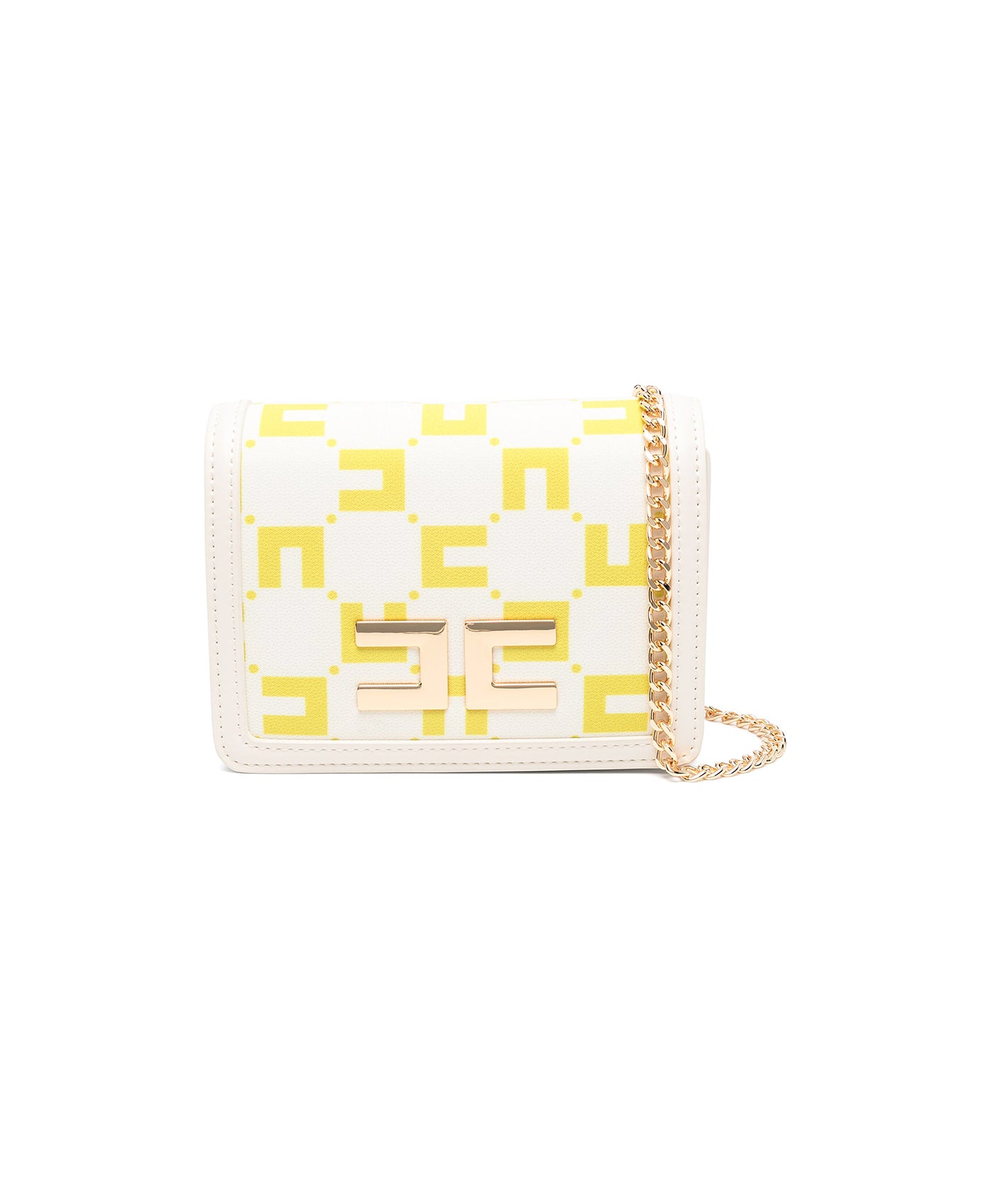 Elisabetta Franchi La Mia Bambina Borsa a Spalla con Placca Logo Burro/Cedro