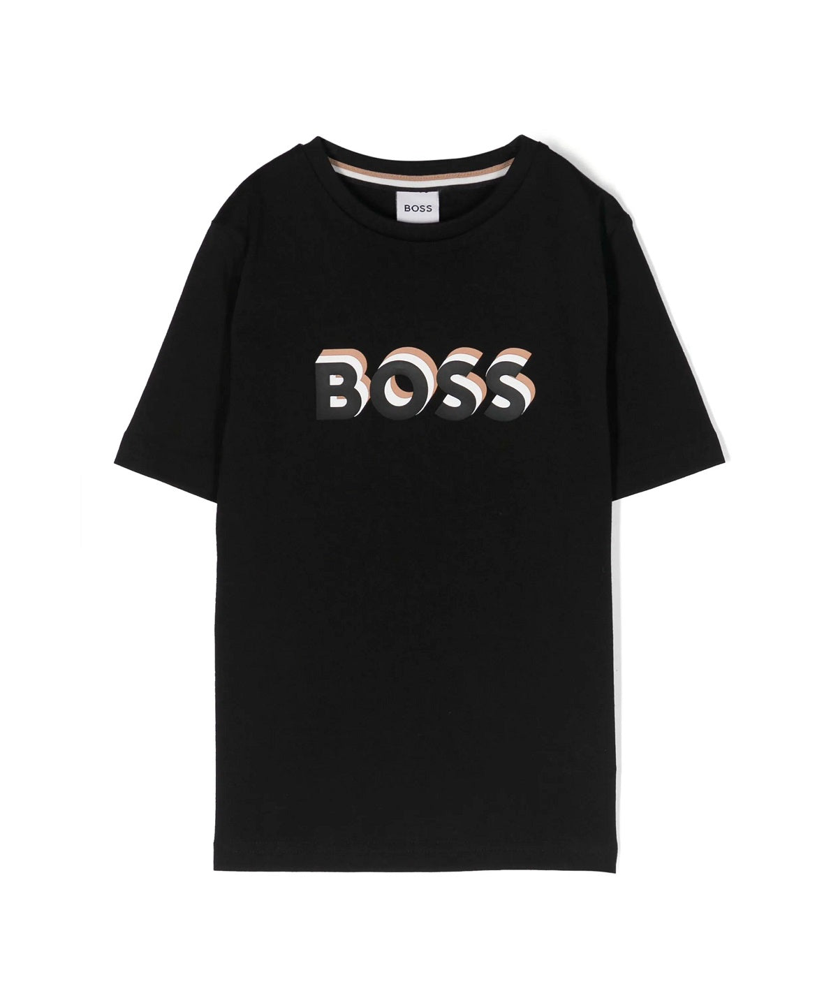 Boss Kids T-Shirt Nera con Stampa Logo per Bambini