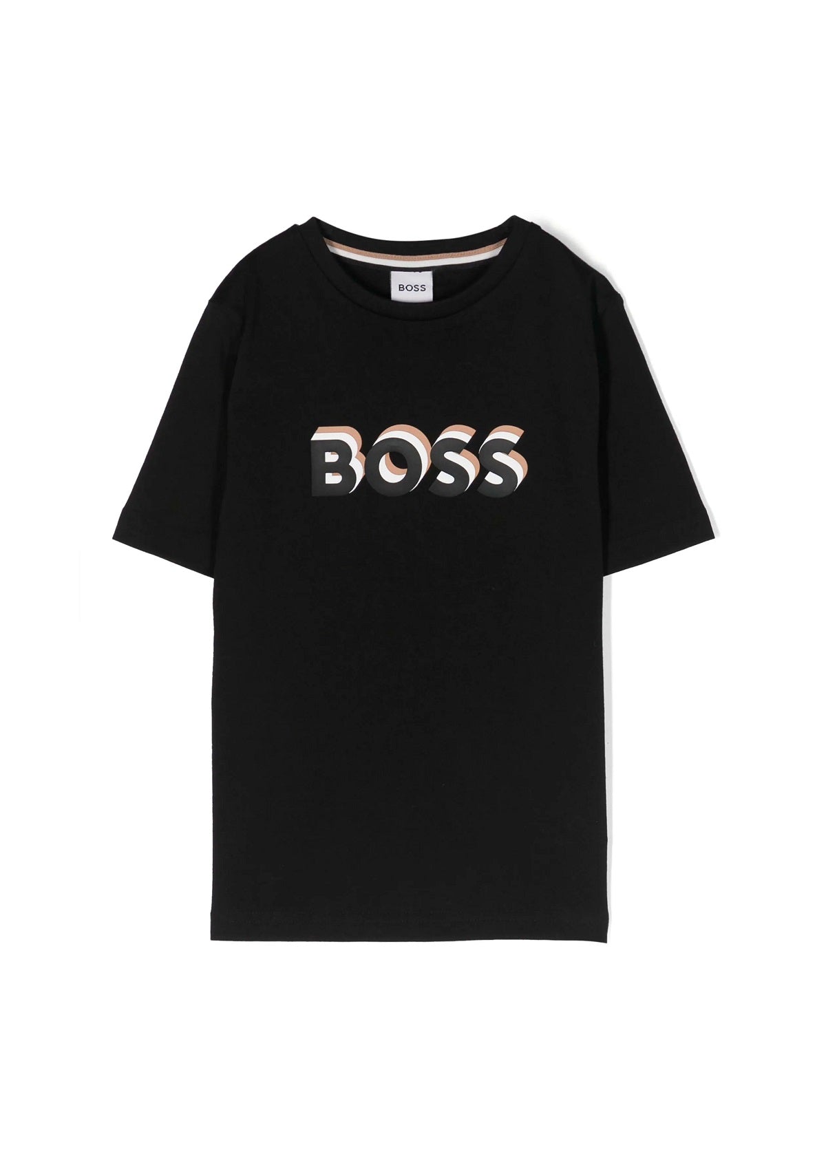 Boss Kids T-Shirt Nera con Stampa Logo per Bambini