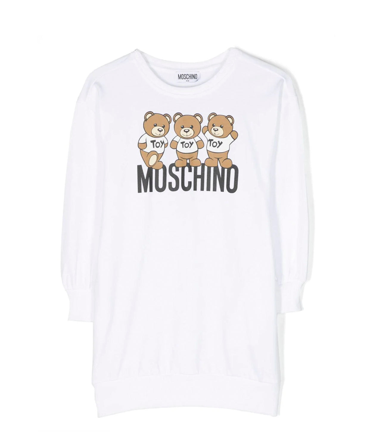 Moschino Kids Abito in Felpa Midi per Bambine Bianco