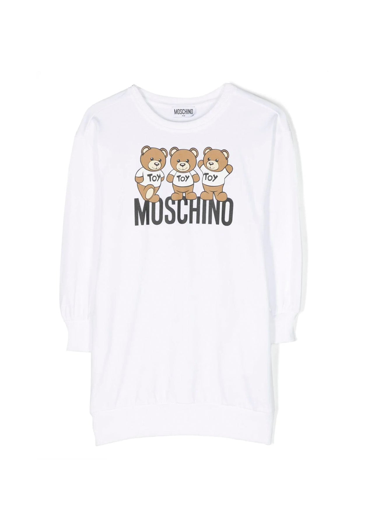 Moschino Kids Abito in Felpa Midi per Bambine Bianco