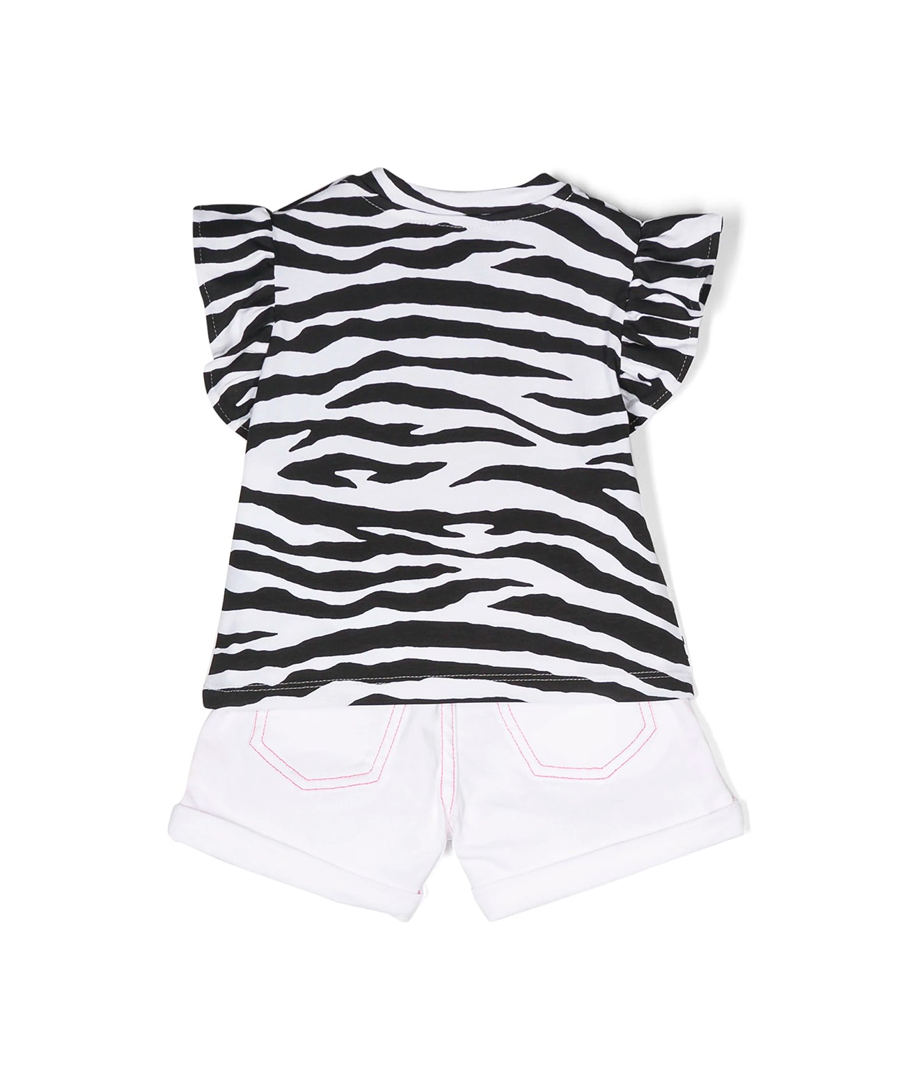 Moschino Kids Completo Shorts e T-Shirt Zebrata per Neonate