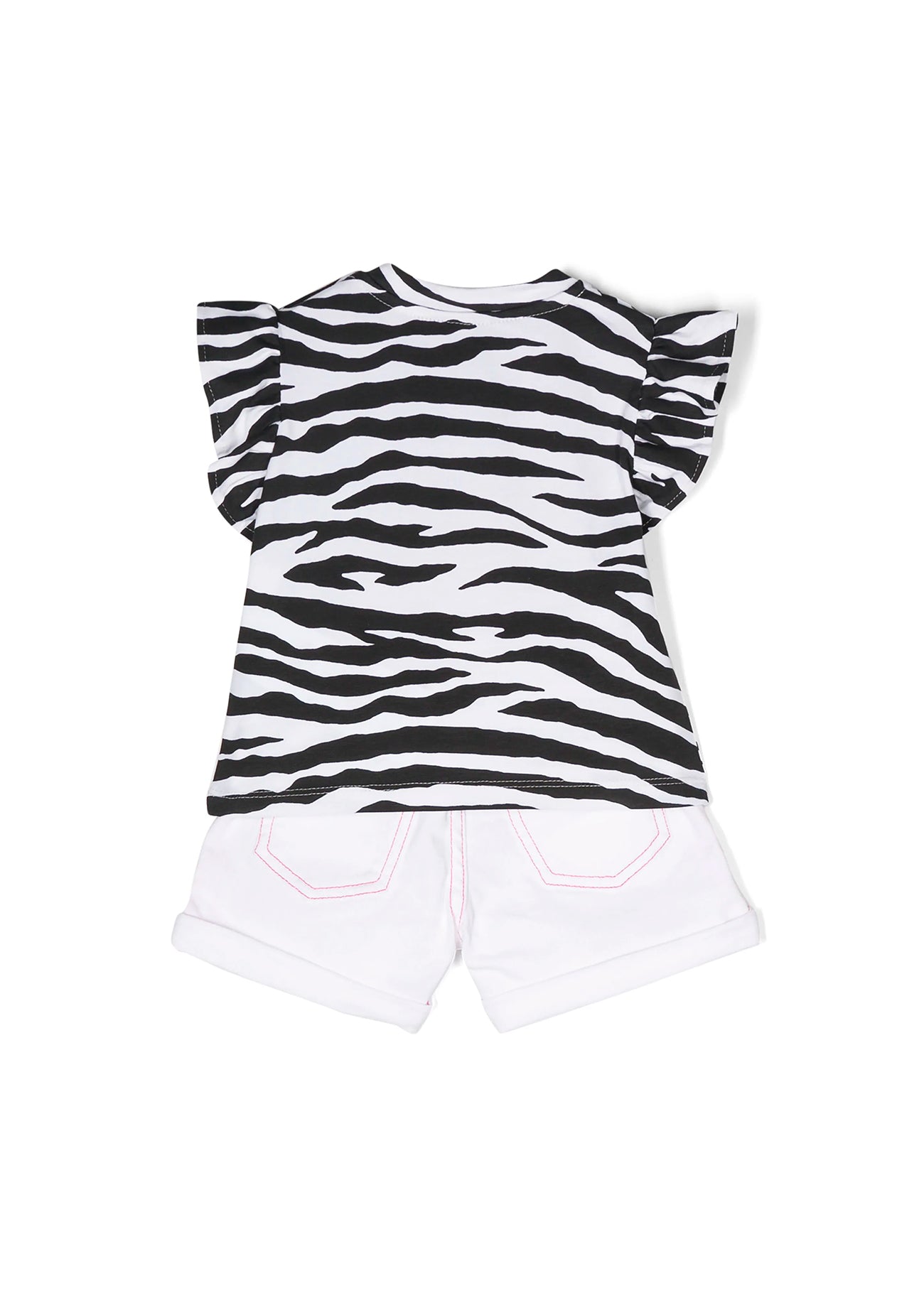 Moschino Kids Completo Shorts e T-Shirt Zebrata per Neonate