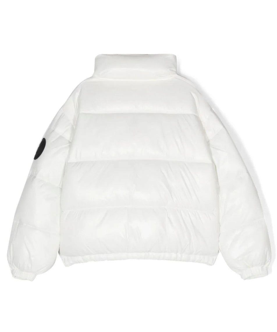 Piumino Imbottito SAVE THE DUCK per Bambine: Eleganza in Bianco con Collo ad Imbuto e Logo Distintivo