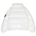 Piumino Imbottito SAVE THE DUCK per Bambine: Eleganza in Bianco con Collo ad Imbuto e Logo Distintivo