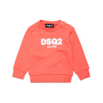 Dsquared2 Kids Felpa Girocollo Pesca con Logo DSQ2 est.1995 per Neonate
