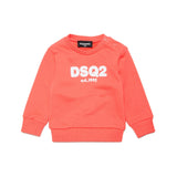 Dsquared2 Kids Felpa Girocollo Pesca con Logo DSQ2 est.1995 per Neonate