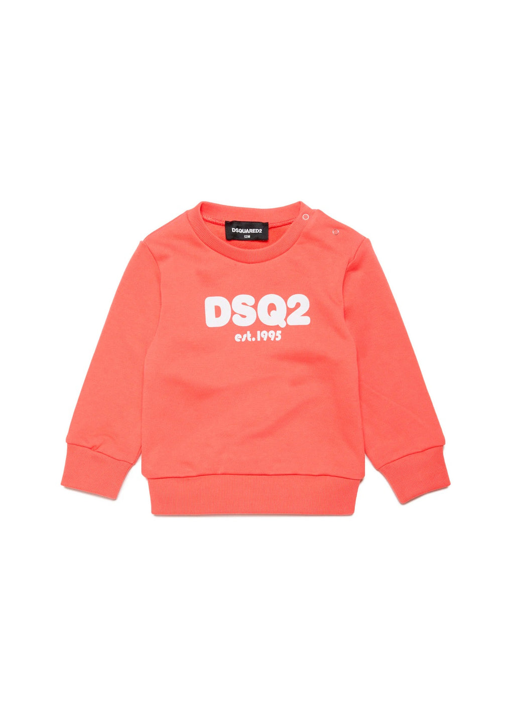 Dsquared2 Kids Felpa Girocollo Pesca con Logo DSQ2 est.1995 per Neonate