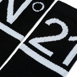 Calzino con Logo in Misto Cotone Nero | N°21 - Florence Kids