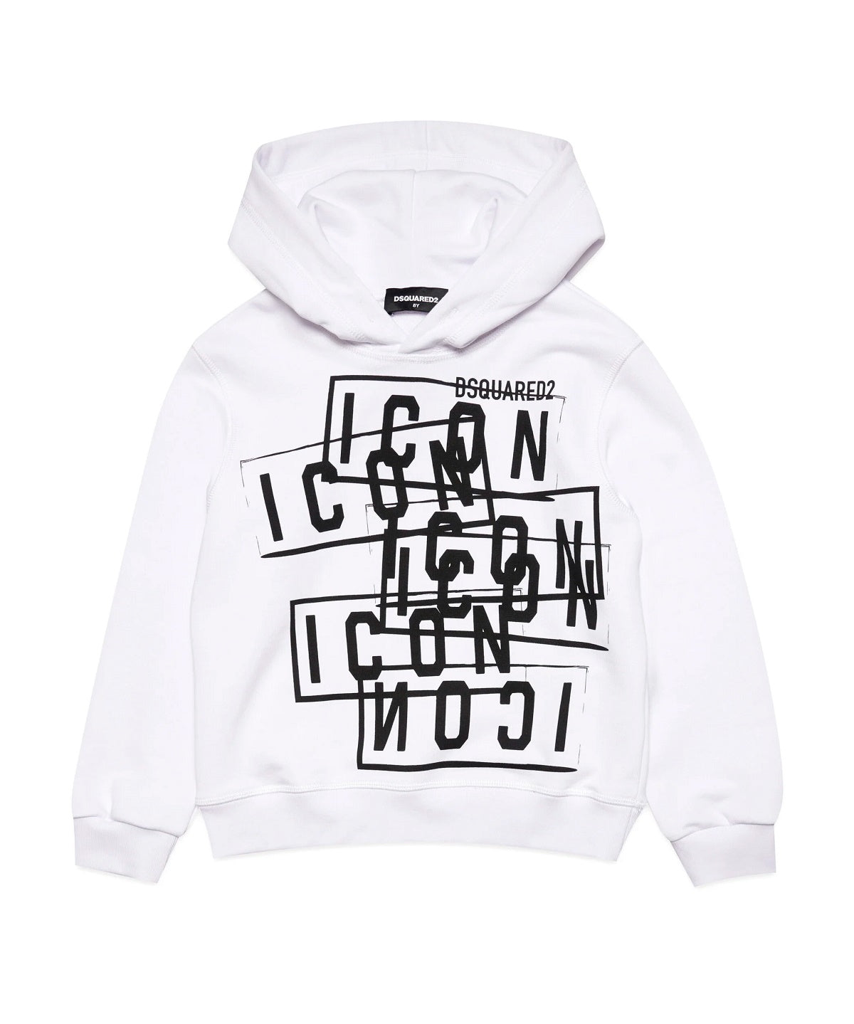 Dsquared2 Kids Felpa con Cappuccio Bianca Icon Displaced