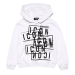 Dsquared2 Kids Felpa con Cappuccio Bianca Icon Displaced
