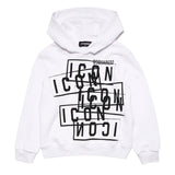 Dsquared2 Kids Felpa con Cappuccio Bianca Icon Displaced