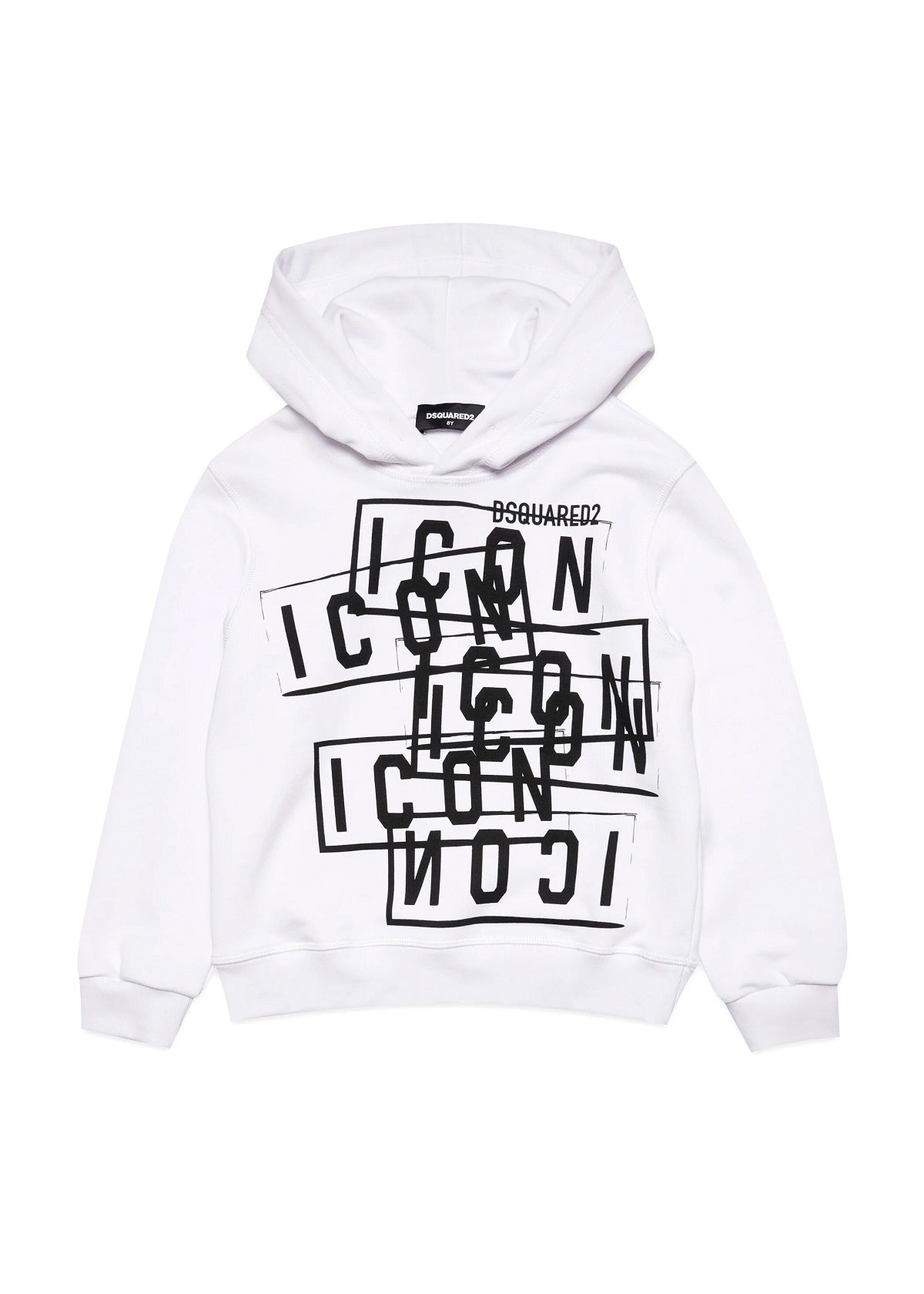 Dsquared2 Kids Felpa con Cappuccio Bianca Icon Displaced