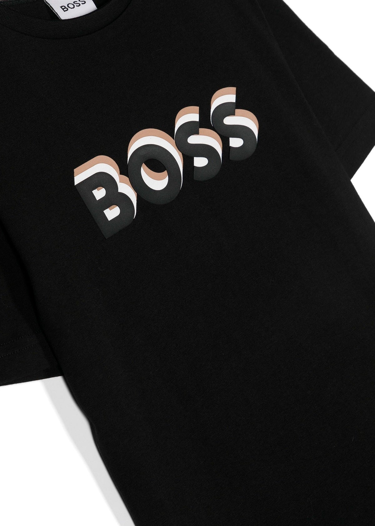 Boss Kids T-Shirt Nera con Stampa Logo per Bambini