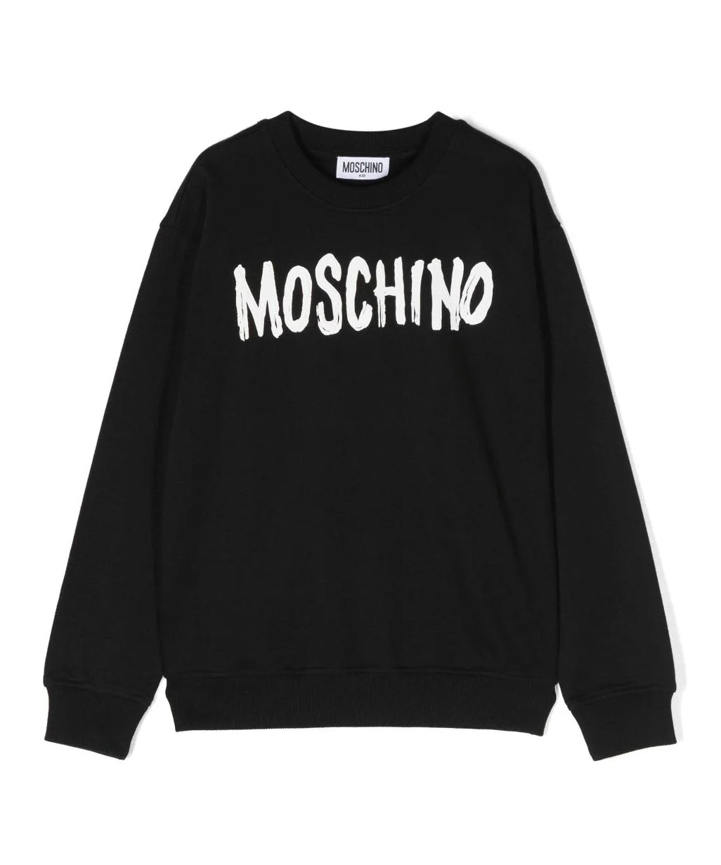 Felpa Moschino Kids Nera con Logo: Comfort e Stile Casual per i Piccoli Trendsetter