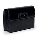 N°21 Kids Borsa a Spalla Nera con Placca Logo in Finta Pelle