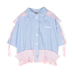 Msgm Kids Camicia Azzurra a Righe per Bambine