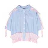 Msgm Kids Camicia Azzurra a Righe per Bambine