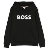 Felpa in Pile con Cappuccio e Stampa Logo BOSS Kids - Stile Sportivo e Confortevole in Bianco e Nero
